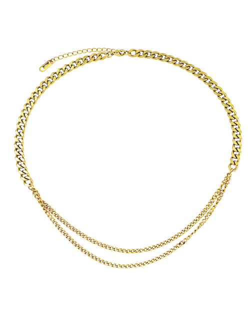 18K Gold Layered Chain Necklace - Take My Hand