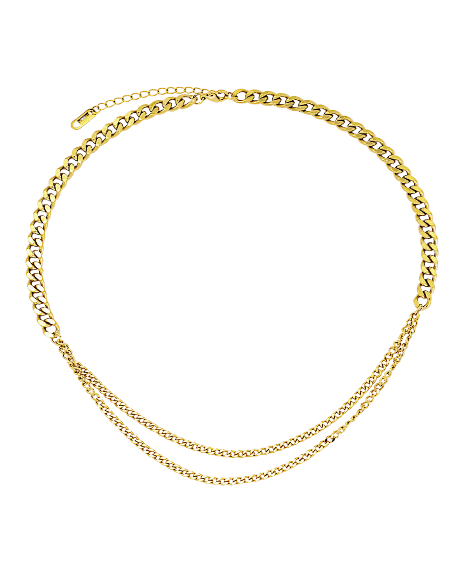 18K Gold Layered Chain Necklace - Take My Hand