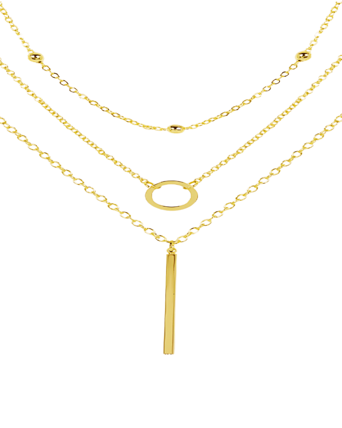 18K Gold Layering Chain Necklaces Set