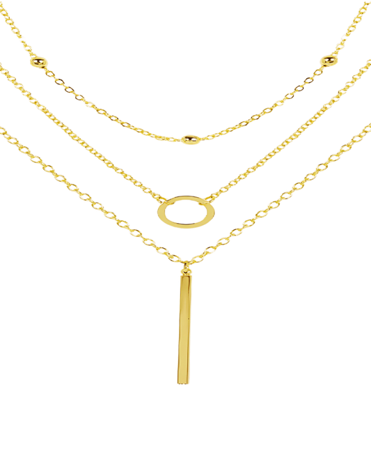 18K Gold Layering Chain Necklaces Set