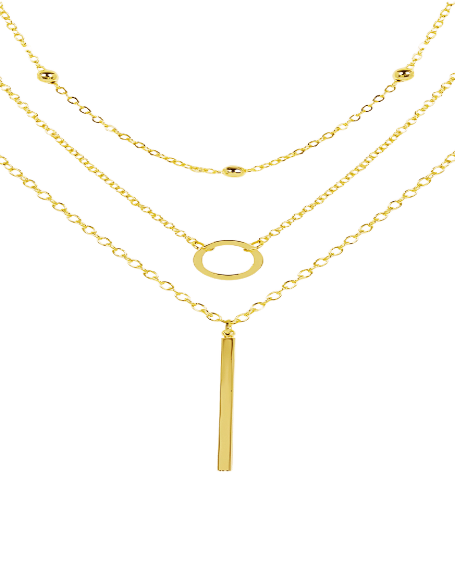 18K Gold Layering Chain Necklaces Set