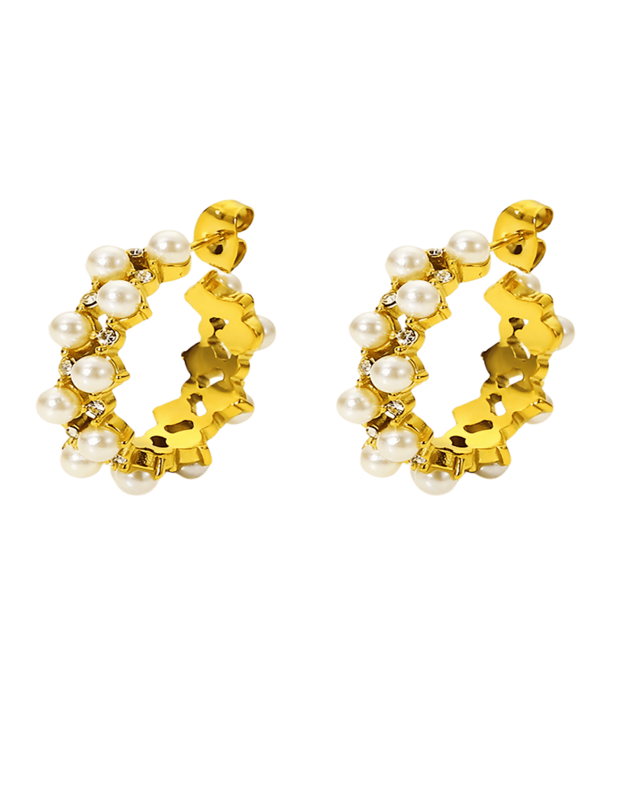 Best Trending 18K Pearl Hoop Earrings Gift on Sale for Women, Lady, Mother, Wife