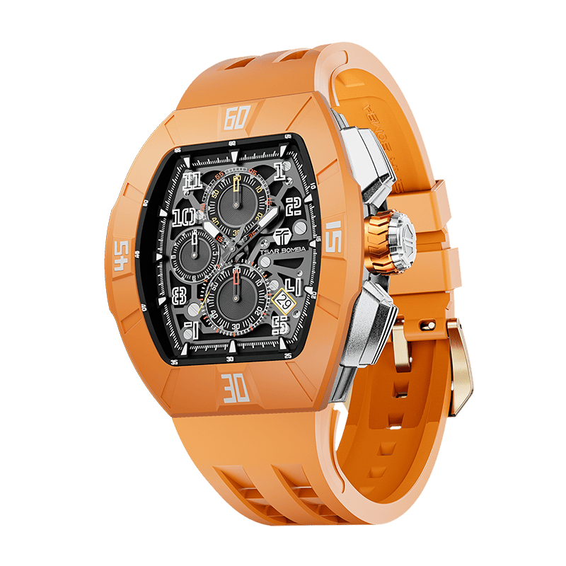 TSAR BOMBA Atomic TB8214DF Fluorkautschuk Chronograph de Quarz austauschbar Herrenuhr - Dynamic Lünette-intercahngeable Lünette;Armband;crown-Dynamic 