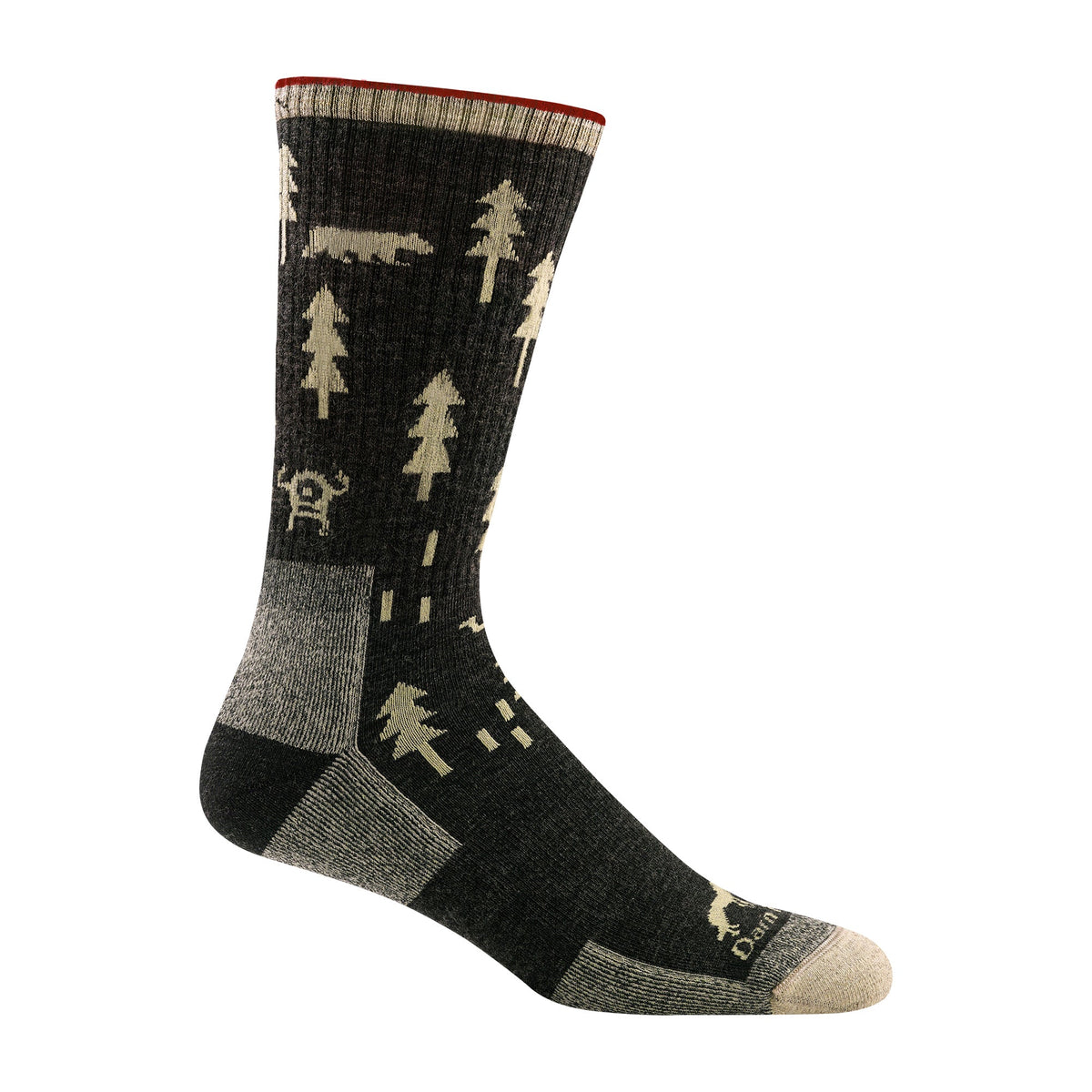 Darn Tough Mens Forest Patterned Boot Midweight Merino Wool Hiking Socks M / Black – Lifetime Guarantee