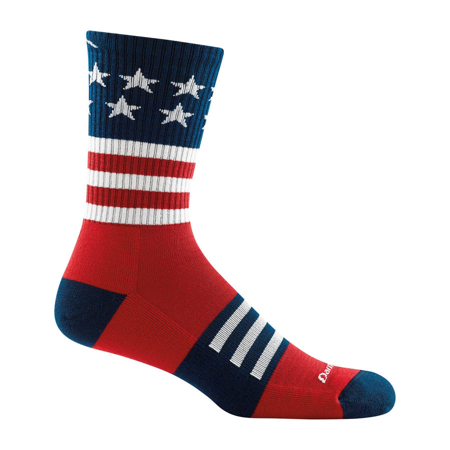 Darn Tough Mens Captain Stripe US Flag Crew Lightweight Hiking Merino Wool Socks L / Stars And Stripes – Lifetime Guarantee