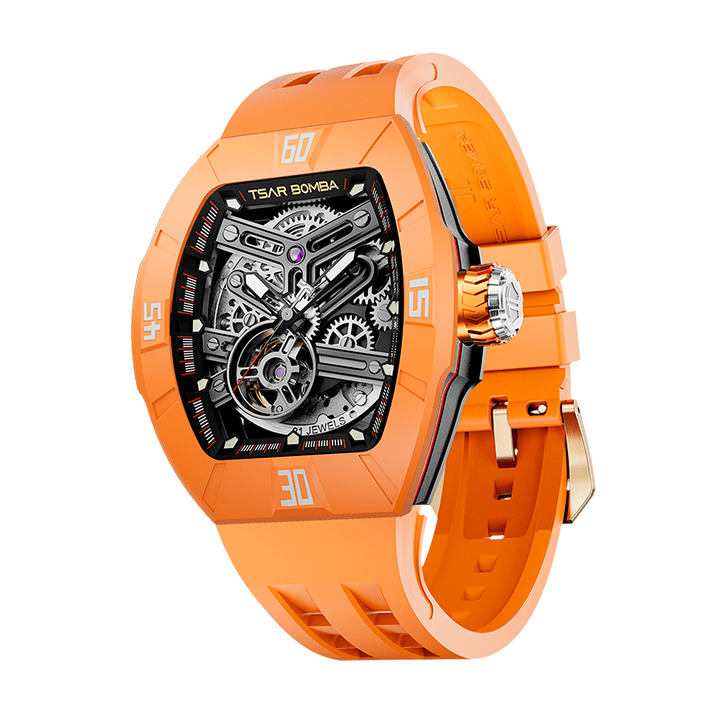 TSAR BOMBA Atomic TB8218DF FKM Skelett Automatik mit componentes austauschbar Herrenuhr - Dynamic Lünette-intercahngeable Lünette;Armband;crown-Dynami