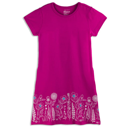 Toddler Short Sleeve T-Shirt Dress - FINAL SALE | Color: Raspberry Garden | Size: 2T