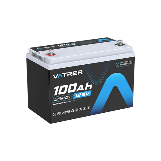 Vatrer 12V 100Ah Low Temp Cutoff LiFePO4 Lithium Battery Group 31 Size CA - 1 PACK