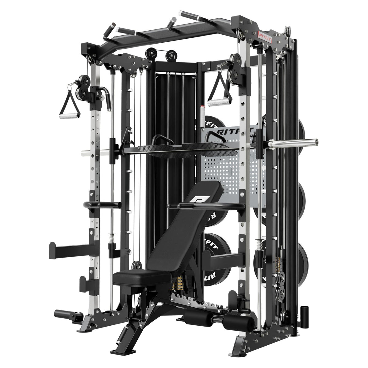 RitFit BPC06 Smith Maschine Komplettset. Alles drin. - Schwarz / BWB01 Schwarz / 100-KG-Scheiben
