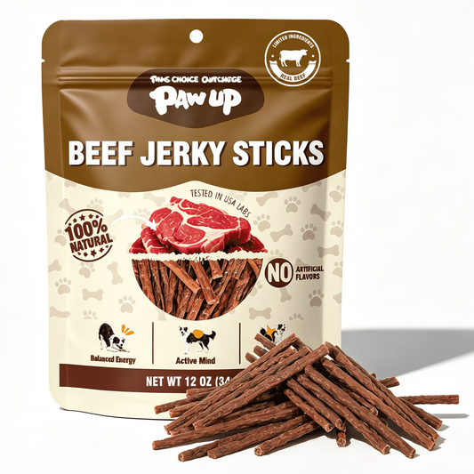 PAWUP Dog Treats Beef Sticks for Small Medium Large Dogs, Natural High Protein Dental Chews Training Treats, 12oz
