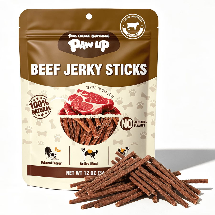 PAWUP Dog Treats Beef Sticks for Small Medium Large Dogs, Natural High Protein Dental Chews Training Treats, 12oz