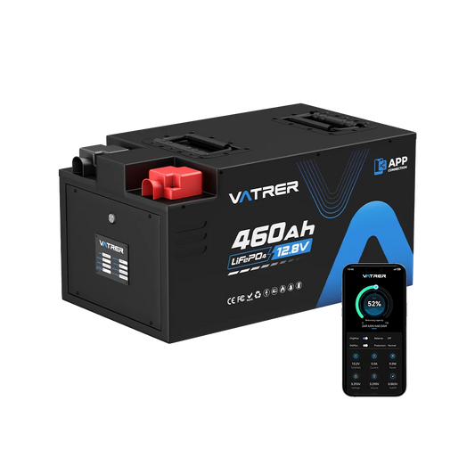 Vatrer 12V 460AH 300A BMS Low Temp Cutoff LiFePO4 RV Battery Bluetooth Version CA - 1 PACK