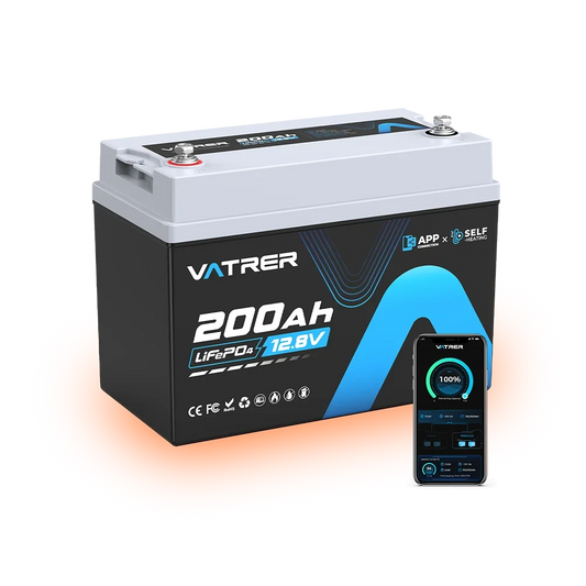 Vatrer 12V 200Ah Bluetooth LiFePO4 Self-Heating Lithium Battery 200A BMS EU - 1 PACK