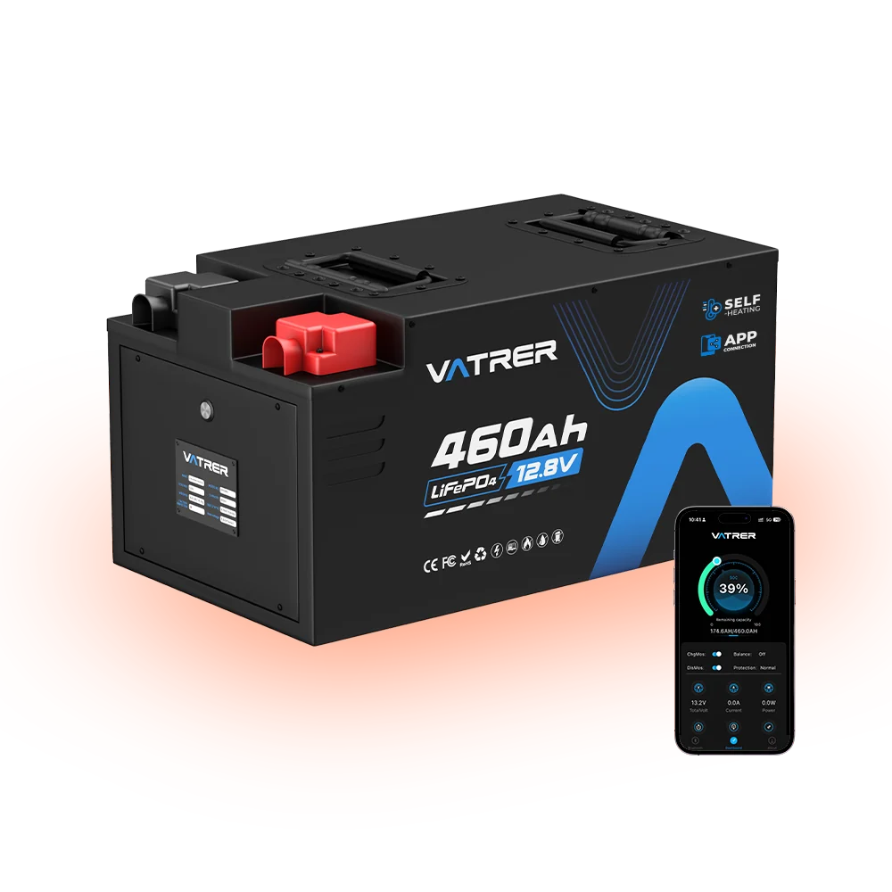 Vatrer 12V 460Ah Self-heating Lithium RV Battery, 5kWh 300A BMS Heated Battery CA - 1 PACK