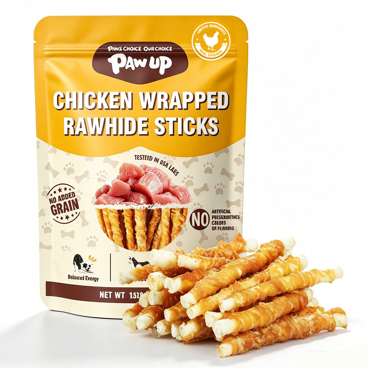 Chicken Wrapped Rawhide Stick Dog Treats, Long-Lasting Chews for Dogs, 10.4 oz - 1. Remove the Rawhide when it is small enough to be swallowed