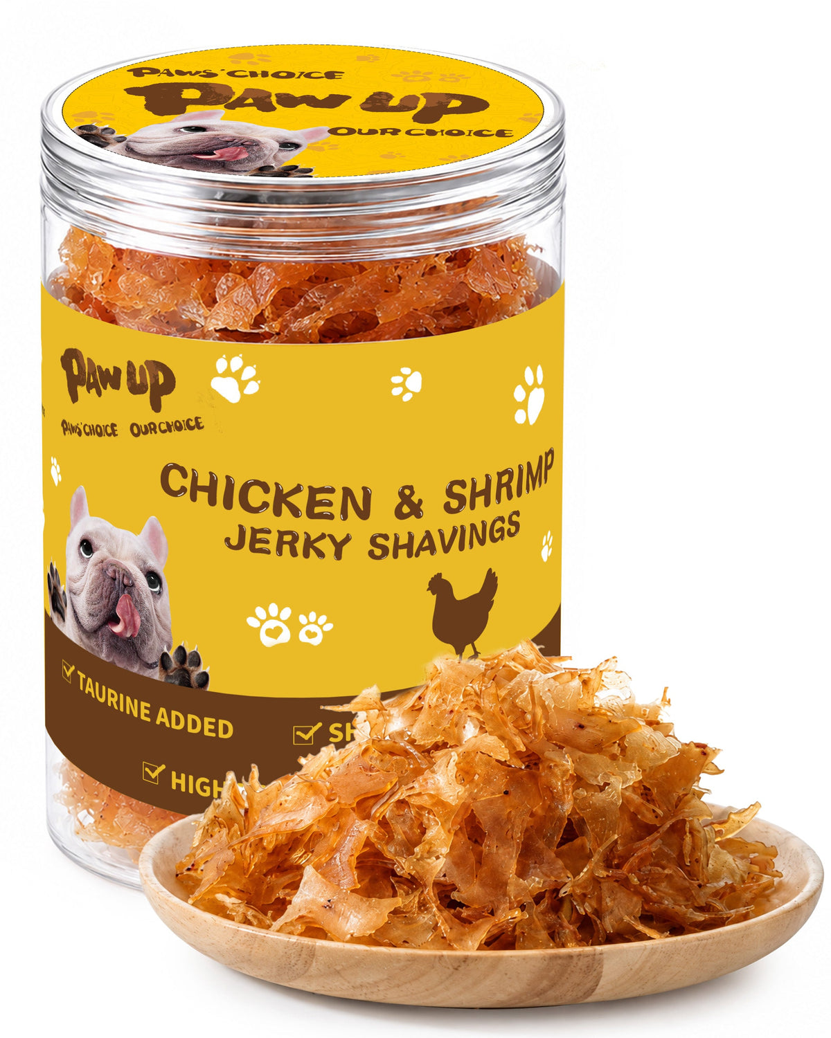 PAWUP Soft Dog Treats, Chicken & Shrimp Jerky Shavings, Easy to Chew Dog Food Topper & Meal Mixer for Small & Senior Dogs, Grain Free, Taurine Added,