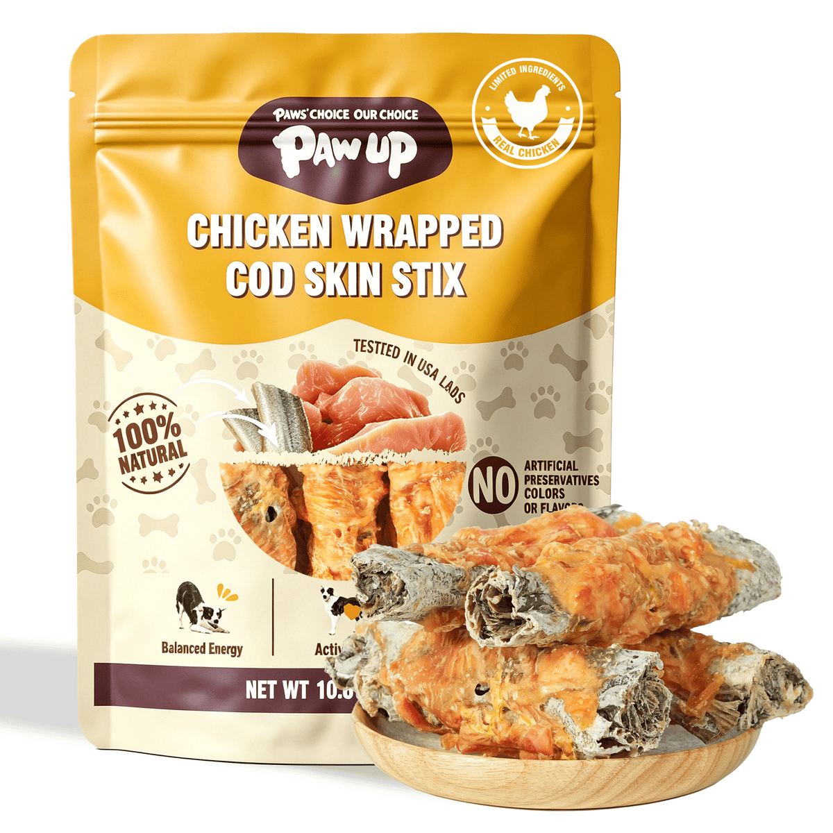 Chicken Wrapped Cod Skin Dog Treats, Rawhide-Free High-Protein Chews for Dogs, 11 oz - 1. Remove the Roll when it is small enough to be swallowed