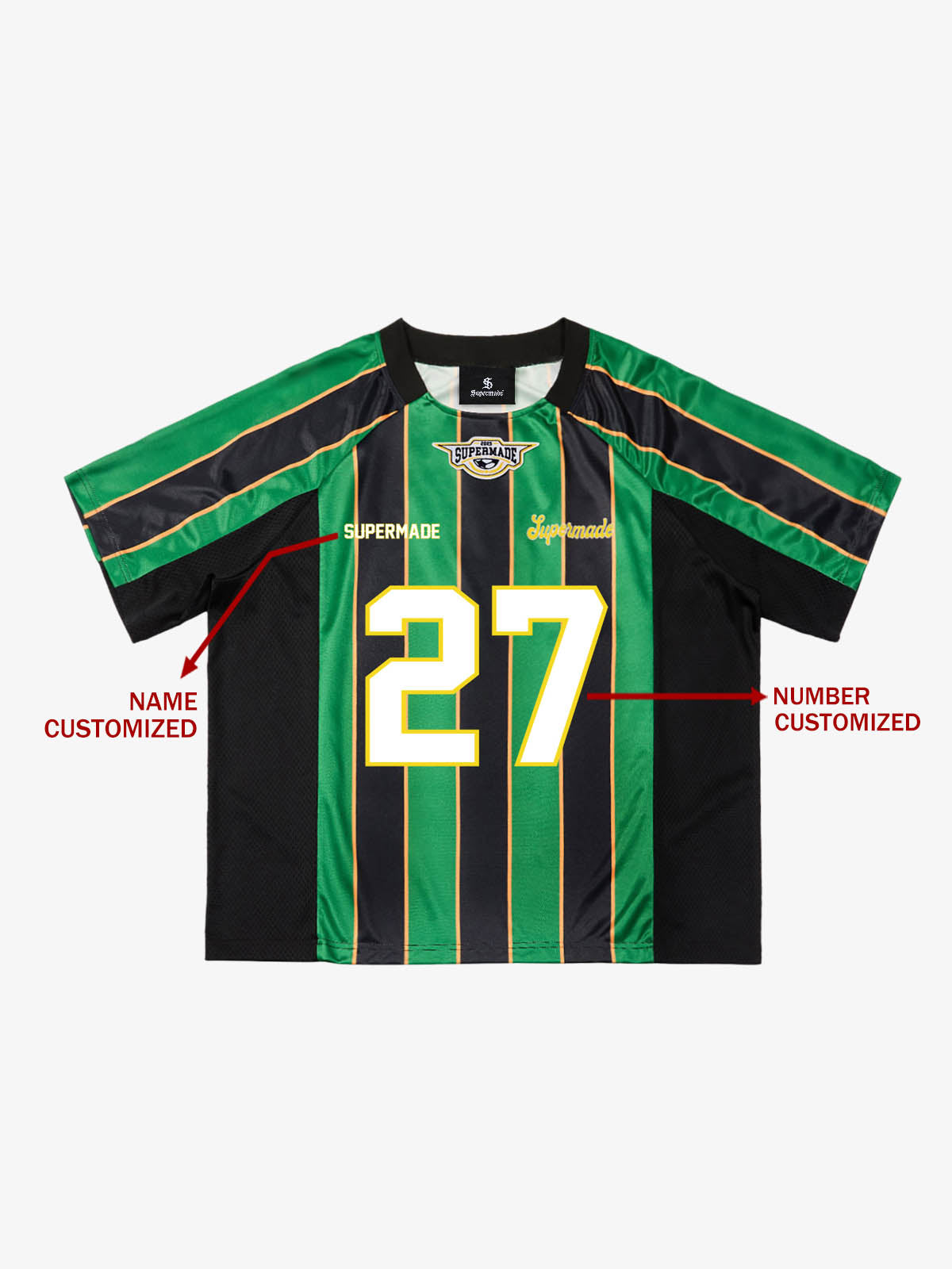 Original Retro Striped Spliced Sports Jersey T-Shirt - 2422 - Black Green Stripes / M