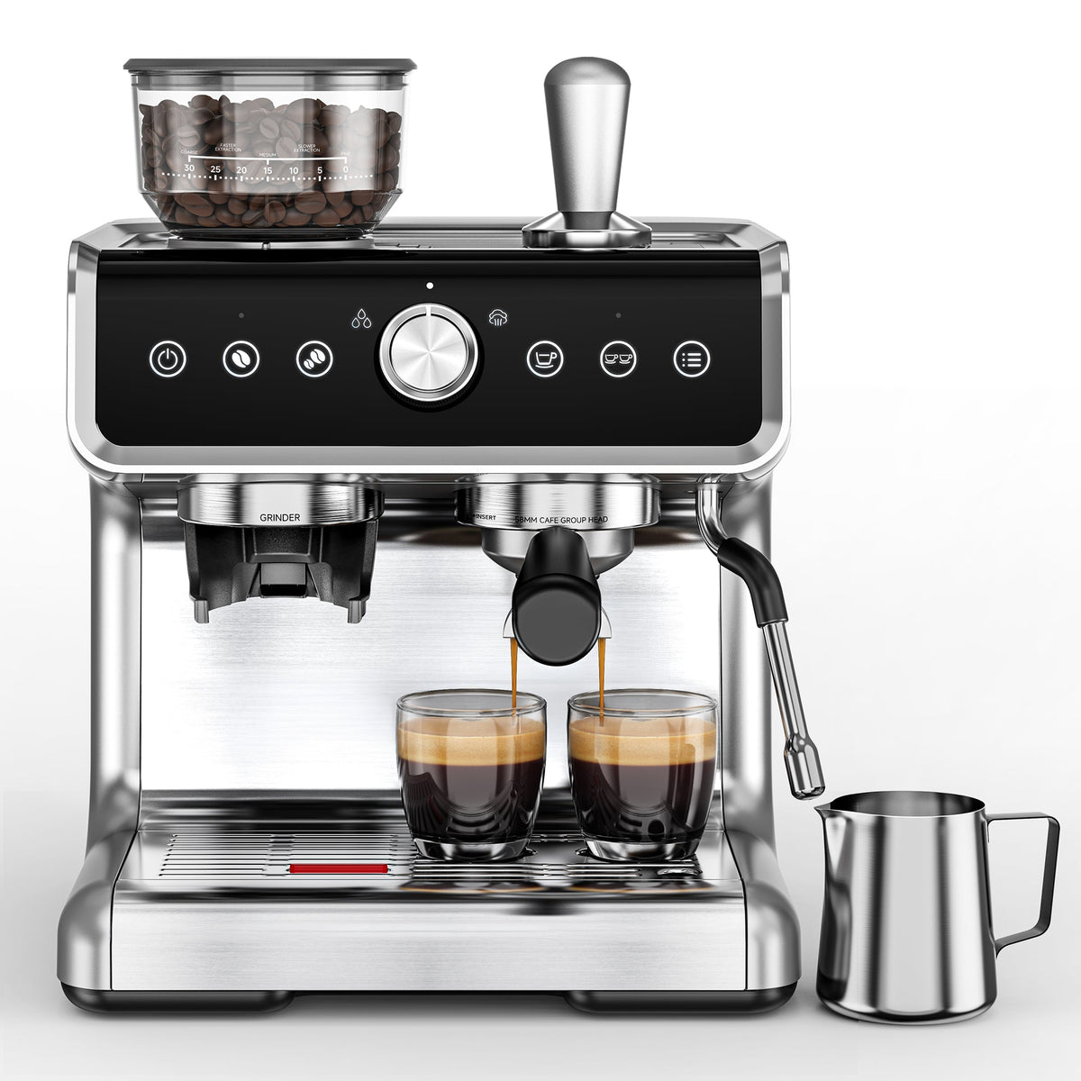 EUHOMY Espresso Machine with Grinder, 20 Bar Coffee Maker with Milk Frother Steam Wand, Professional Expresso Coffee Machines with Removable Water