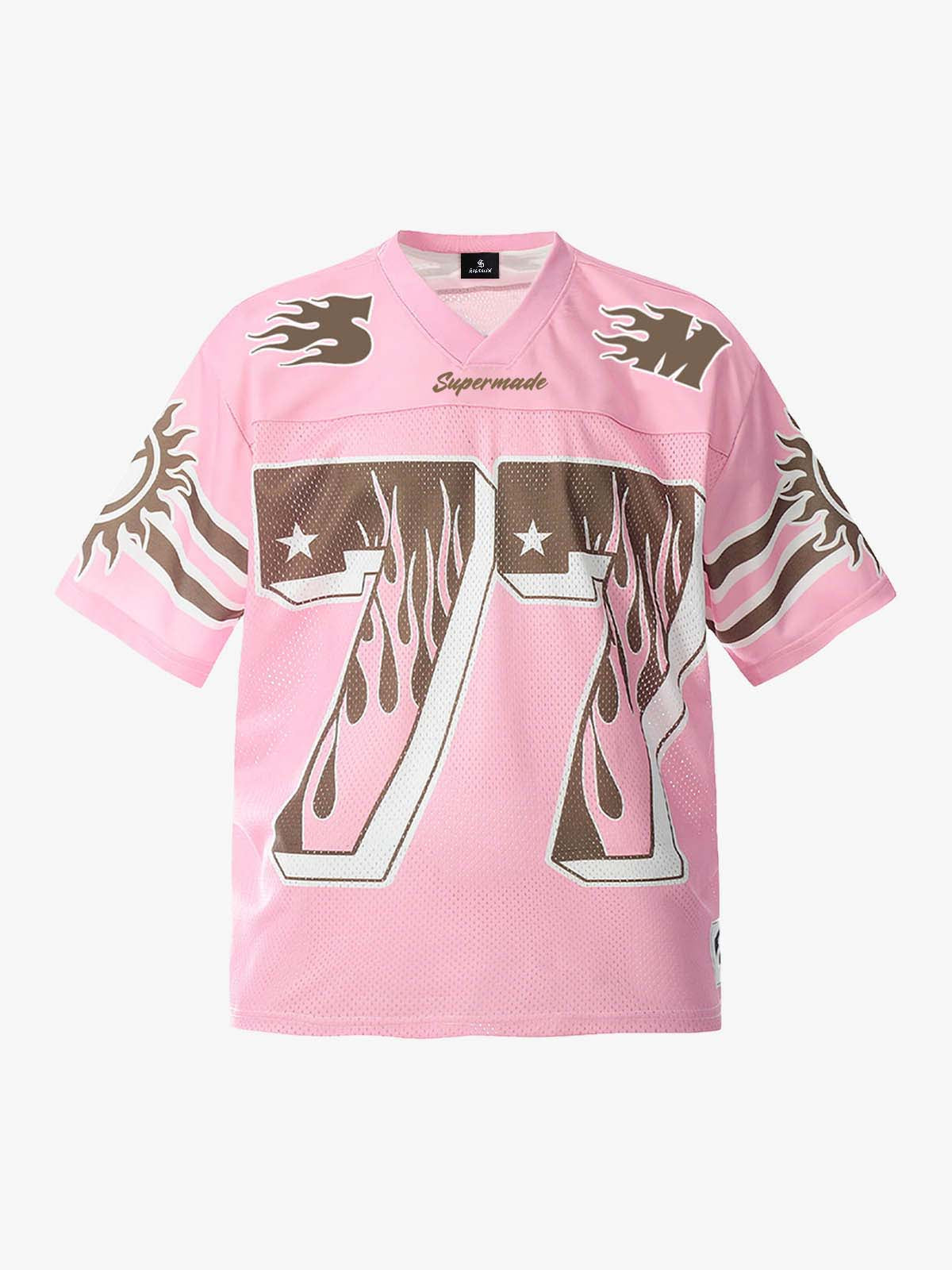 Pink Flame Print Jersey T-shirt - 2390 - Pink / S