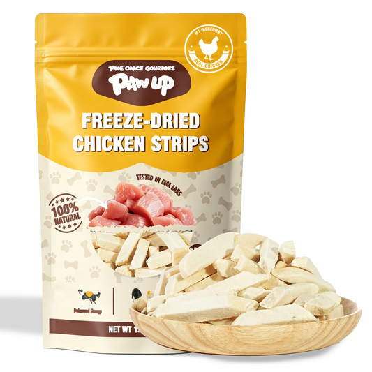 PAWUP Freeze Dried Cat Treats, Chicken Jerky, Single Ingredient Chewy Snack for Small, Medium & Large Cats, 1.5 oz Bag