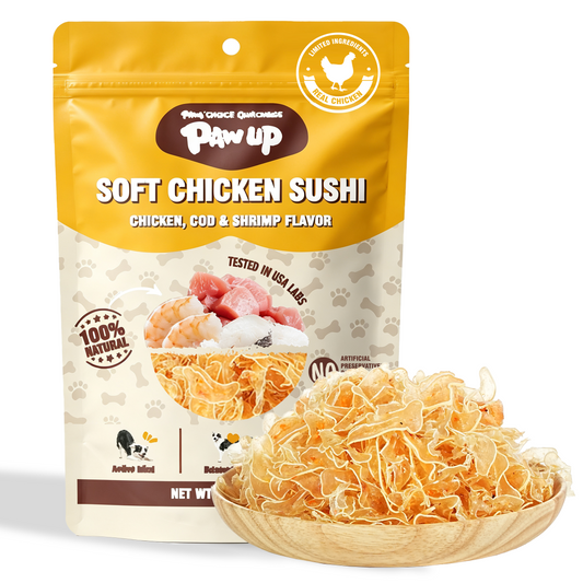 PAWUP Dog Treats Chicken Shrimp Jerky Rolls for Small, Medium & Large Dogs, 5.5 oz Bag