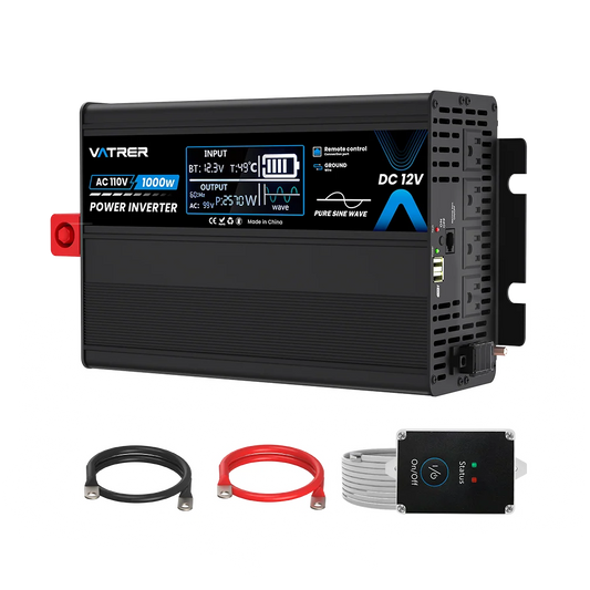Vatrer 1000 Watt Pure Sine Wave Inverter 12V DC to 110V/120V AC Power Inverter