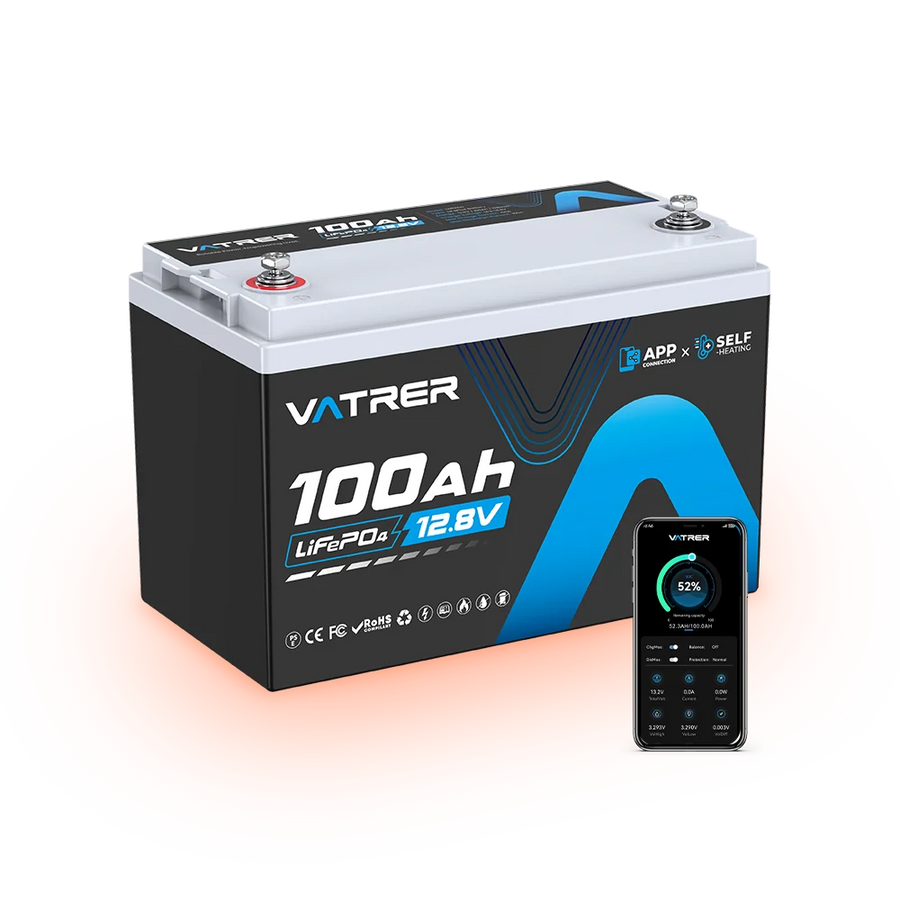 Vatrer 12V 100AH LiFePO4 Self-Heated Lithium Battery with Bluetooth EU - 1 PACK