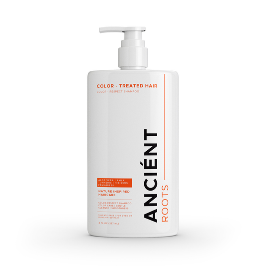 Ancient Roots Color-Respect Shampoo for Color-Treated Hair, Sulfate Free Shampoo, Aloe Vera Reetha Shikakai Amla Turmeric, Gentle Cleanse Smoothness S