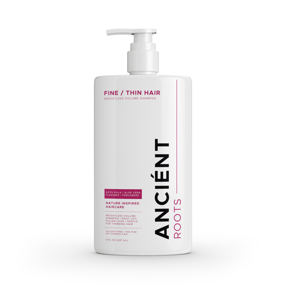 Ancient Roots Shampoo for Fine or Thin Hair, Weightless Volume Shampoo with Gotu Kola, Aloe Vera, Flaxseed and Fenugreek, 8 Fl Oz