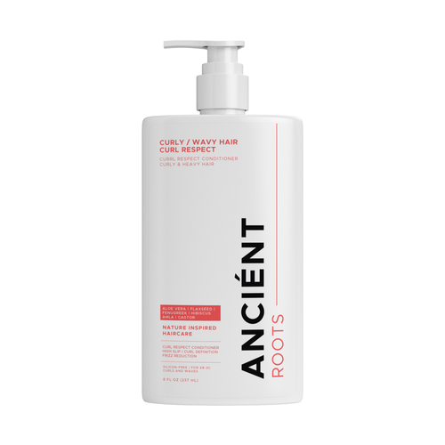 Ancient Roots Curly/Wavy Hair Curl Respect Conditioner with Aloe Vera, Flaxseed, Fenugreek, Hibiscus, Amla and Castor, High Slip Care for 2B-3C Curls,