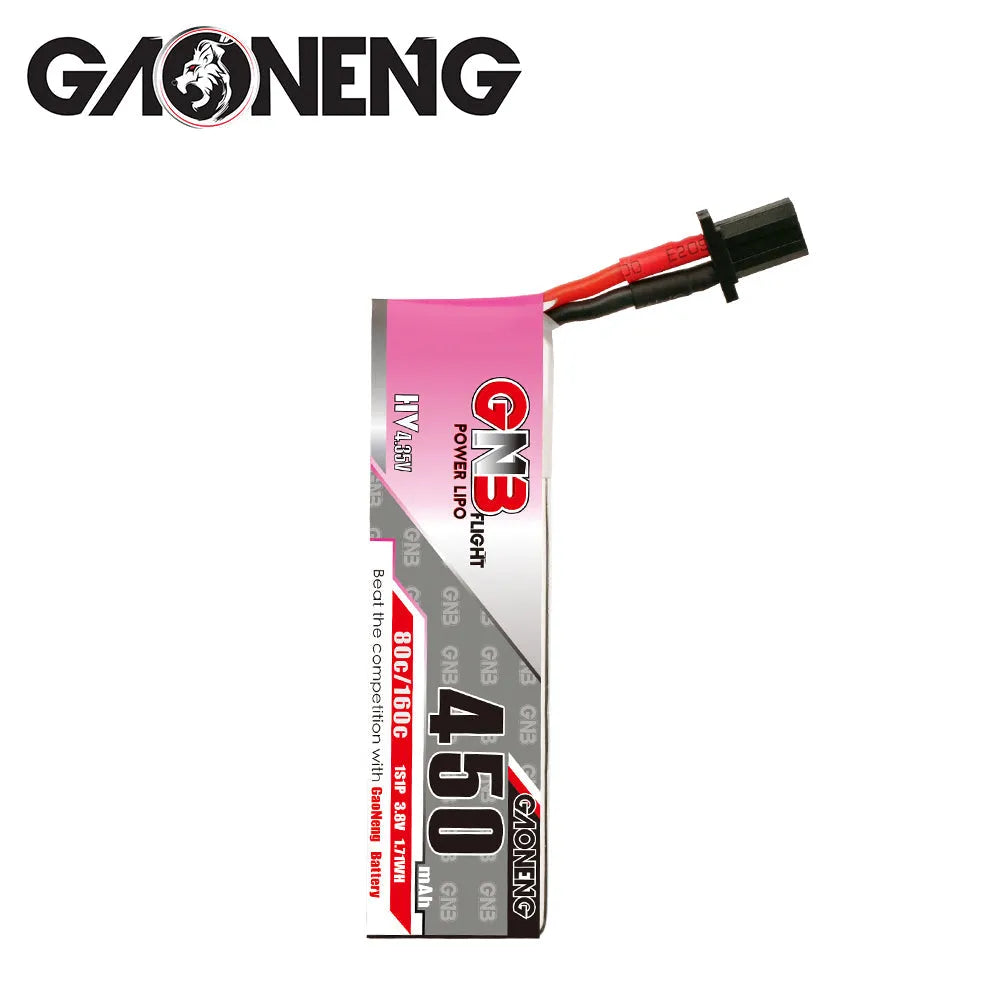 GAONENG/GNB 450mAh 1S Battery 4.35V 80C FPV HV Lipo Battery with GNB27 Connector(Pack of 4)