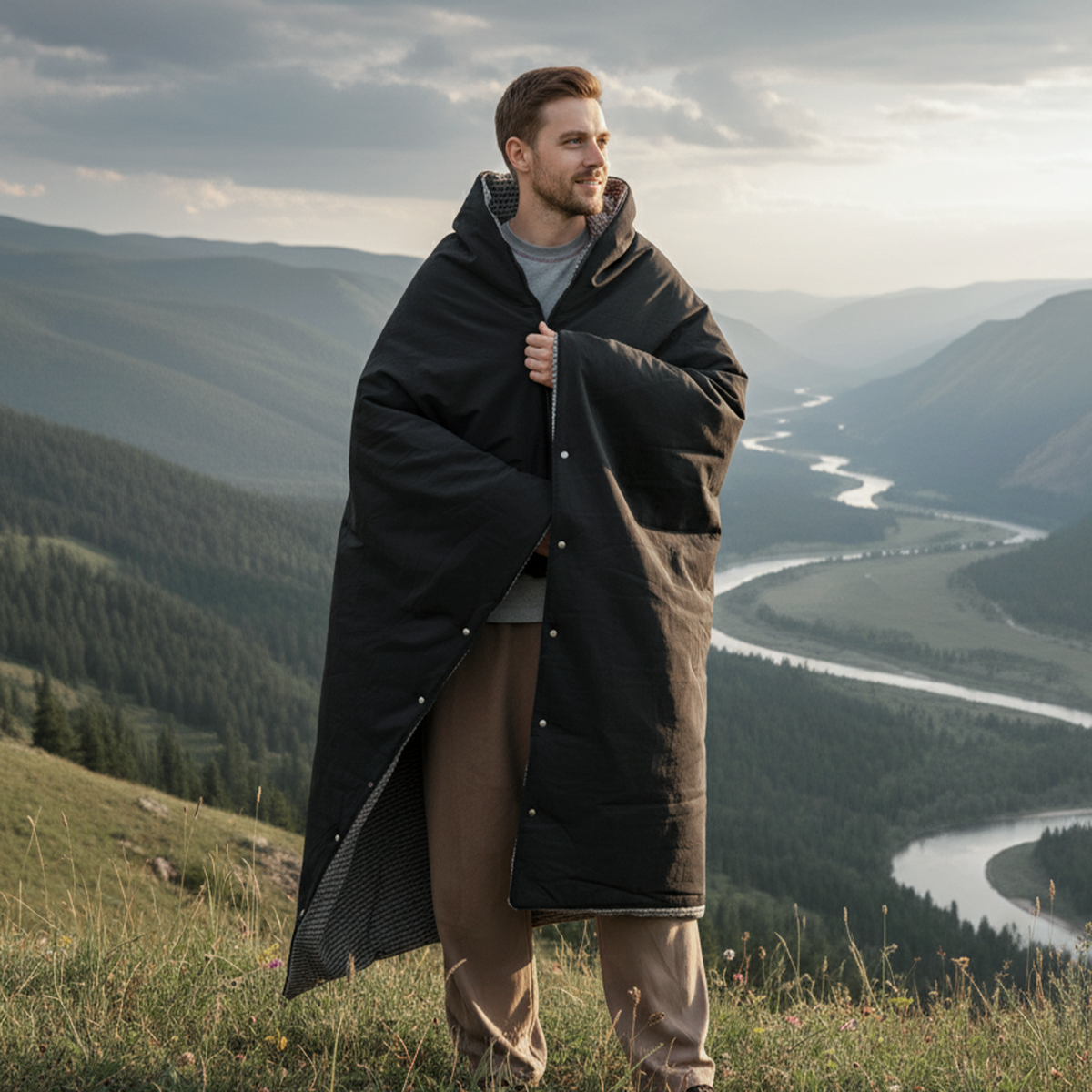 Professional Outdoor Wearable Battery Heated Blanket - Black / 3-5 days delivery