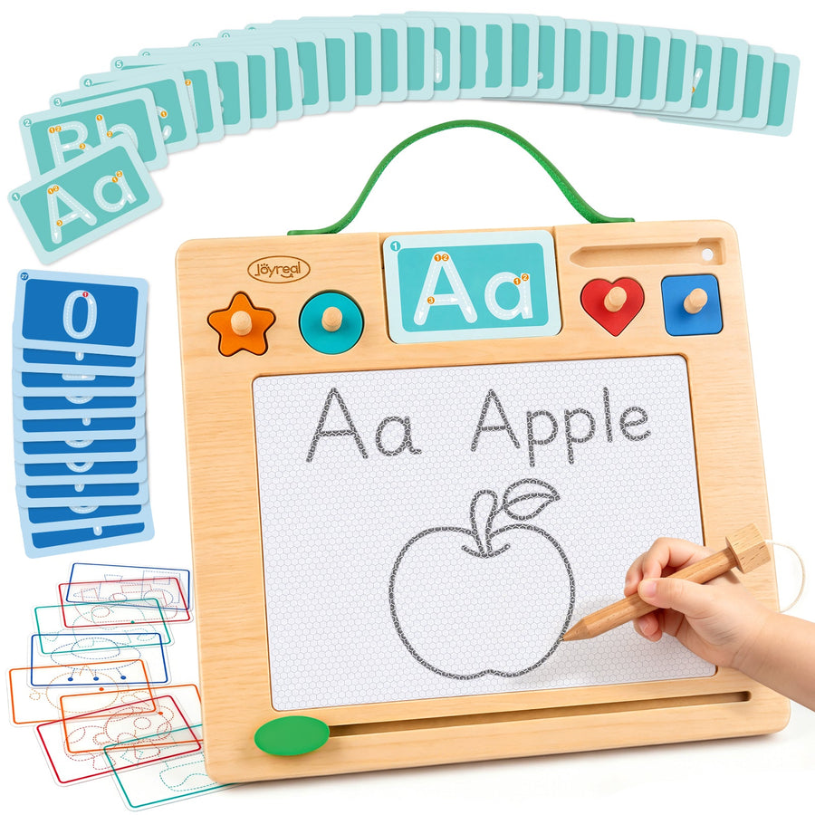 Wooden Letter Tracing Board – Magnetic Alphabet & Numbers