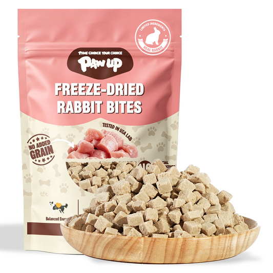 PAWUP Freeze Dried Dog Treats, Real Rabbit Bites, Single Protein Snack for Small, Medium & Large Dogs, 2.5 oz Bag