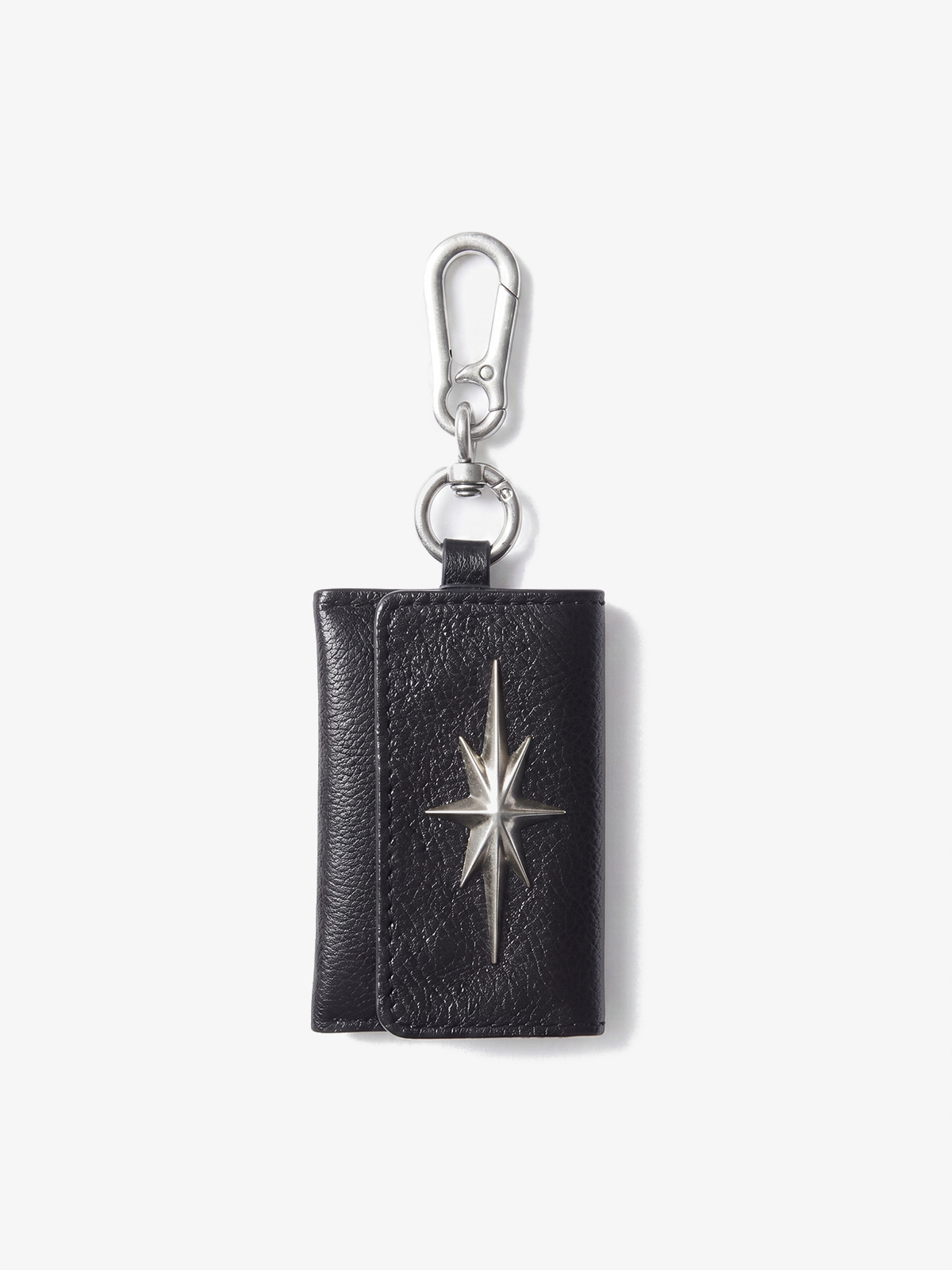 Streetwear Star Emblem Leather & Leopard Keychain Charm - Black / ONE SIZE