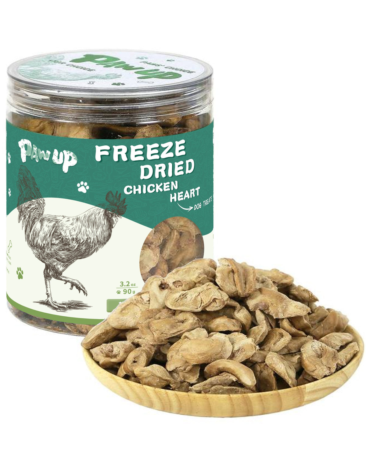 Freeze-Dried Chicken Heart Treats for Dogs, High-Protein Snacks, 3.2 oz