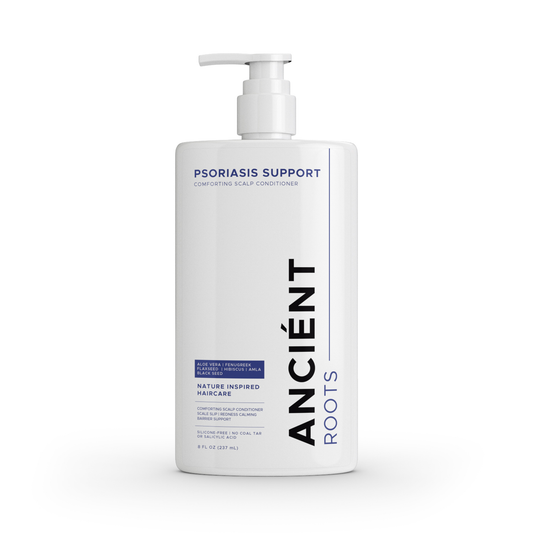 Ancient Roots Psoriasis Support Conditioner for Dry Flaky Scalp, Comforting Scalp Conditioner with Aloe Vera, Fenugreek, Flaxseed, Hibiscus, Amla and 