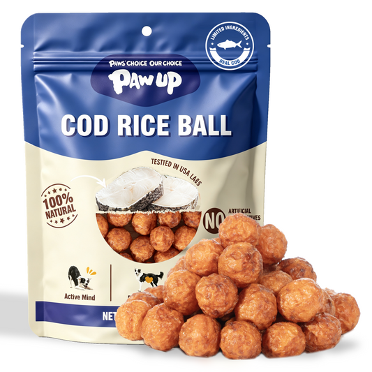 PAWUP Cod Natural Dog Treats, Popcorn-Inspired Crunchy Bites, Healthy Reward or Training Treat for Skin & Coat Health, Small Medium Large Dog, 2.5oz
