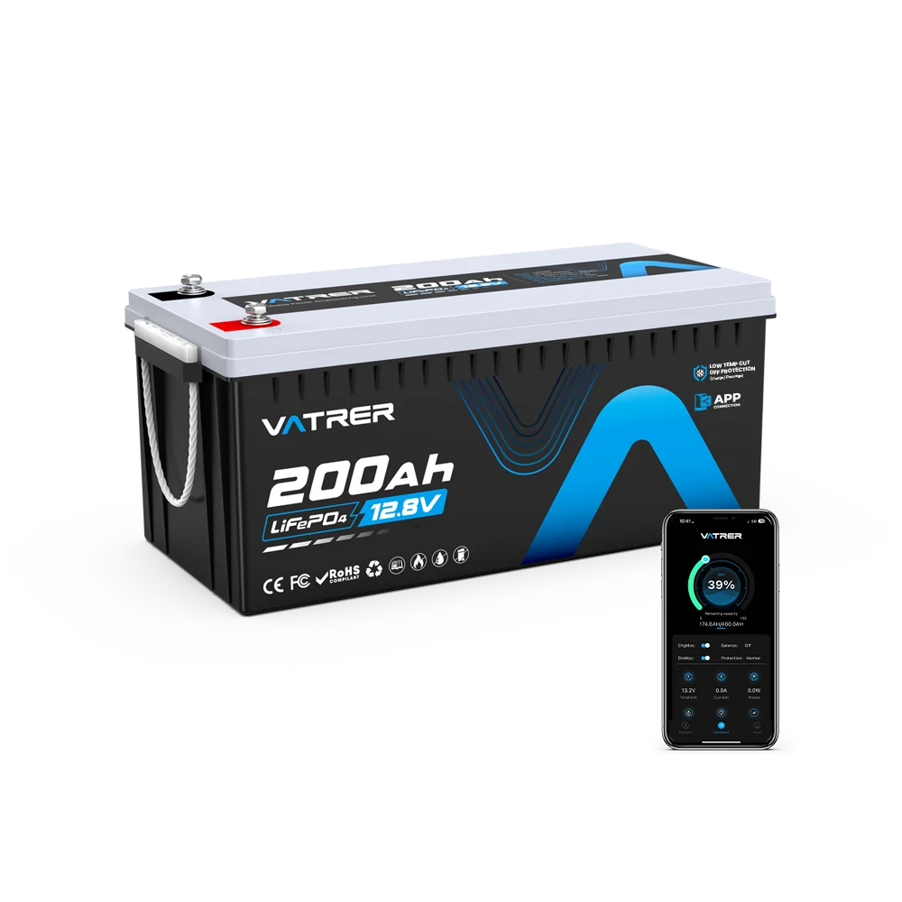 Vatrer 12V 200Ah Plus Lithium Battery with Bluetooth 200A BMS EU - 1 PACK