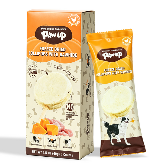 PAWUP Dog Treat Freeze-Dried Chicken & Pumpkin Lollipops with Rawhide, Dental Chew & High Protein Training Treats for Small, Medium & Large Dogs, 1.5