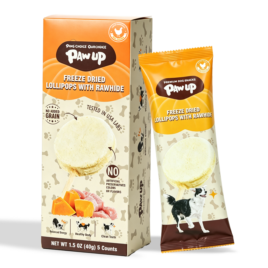 PAWUP Dog Treat Freeze-Dried Chicken & Pumpkin Lollipops with Rawhide, Dental Chew & High Protein Training Treats for Small, Medium & Large Dogs, 1.5