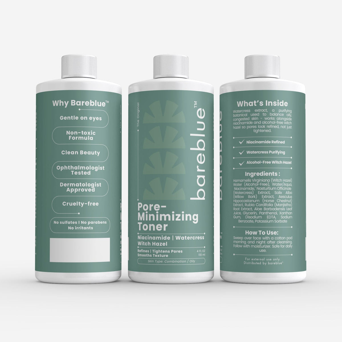 Bareblue Pore-Minimizing Toner with Niacinamide &amp; Witch Hazel, Facial Toner for Combination &amp; Oily Skin, 4 fl oz