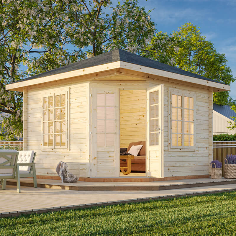 Palmako Melanie 3.5m x 3.5m Corner Log Cabin Summer House (44mm)