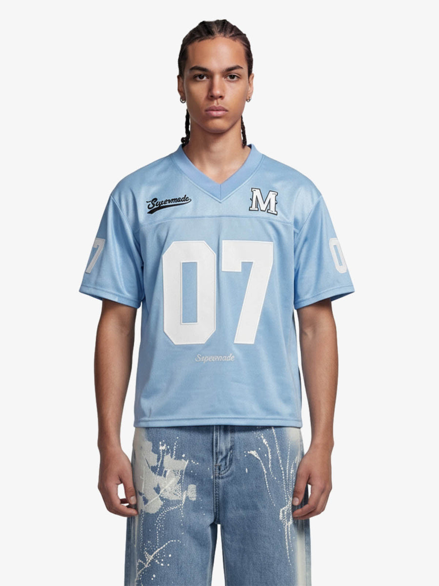 Jersey Loose Satin 07 Stitching Sports T-Shirt - Light Blue / S