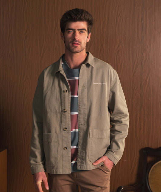 Mens Cotton Twill Shacket - Sage