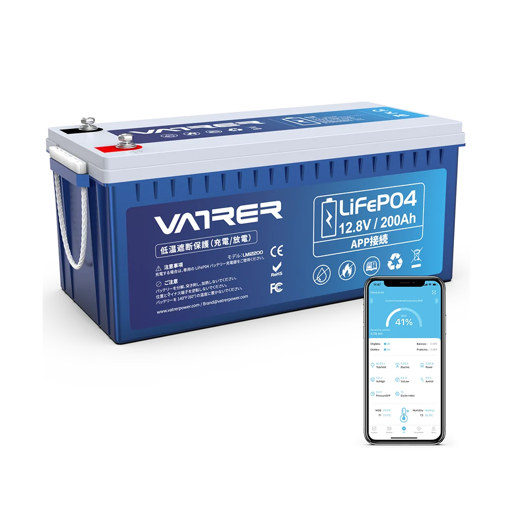 Vatrer 12V 200Ah 200A BMS リチウム バッテリー Bluetooth 付き JP - 1 PACK