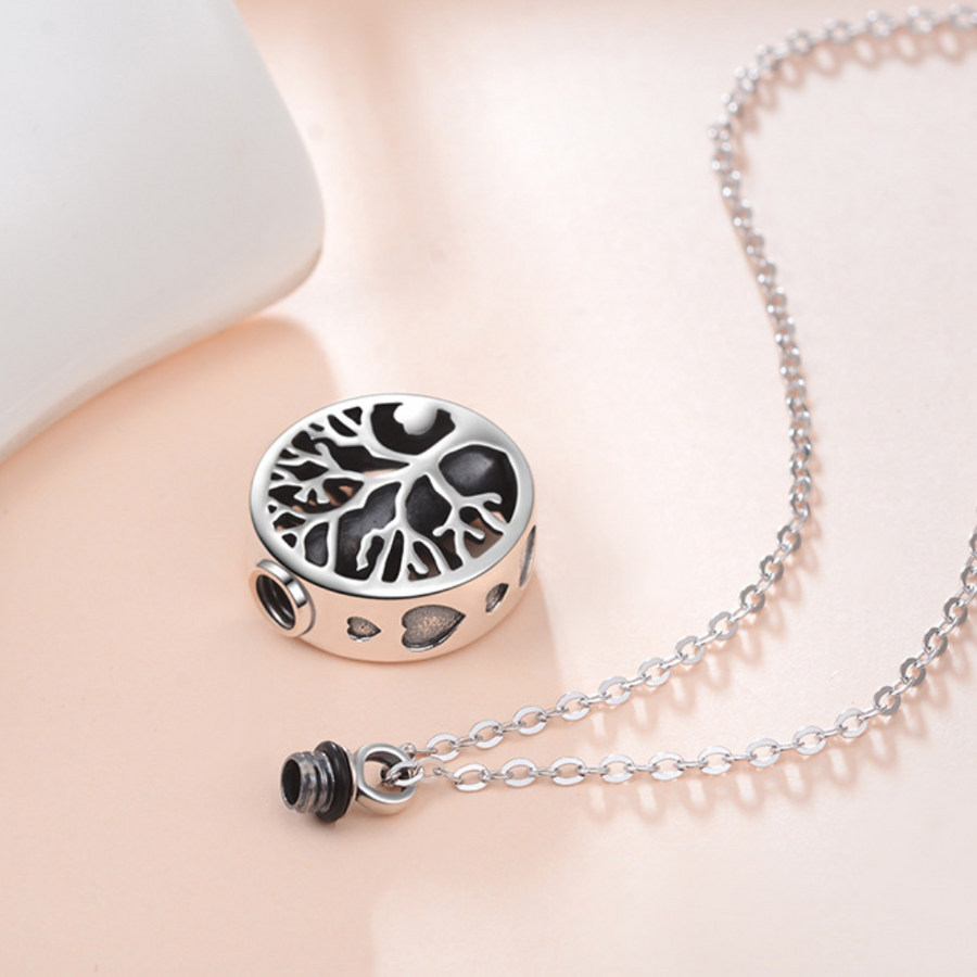 Ascheschmuck Asche Sterlingsilber Halskette Zum Befüllen Haar - Zylinder Herz Lebensbaum Anhänger Optionale Kettenlänge