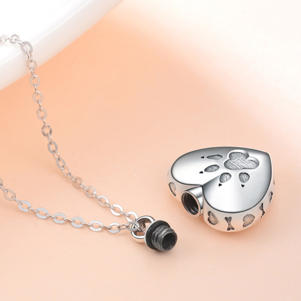 Sterlingsilber Ascheschmuck für Tierasche Hundepfote Herz Asche Anhänger Urnen  Kette Hunde Andenken Schmuck Optionale Kettenlänge