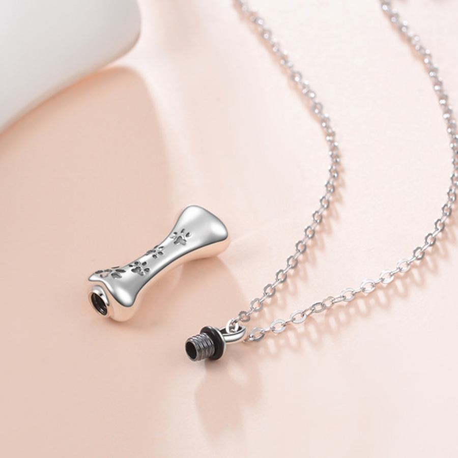 Sterlingsilber Ascheschmuck Asche Halskette Zum Befüllen Haar -  Hundeknochen Anhänger mit Hundepfote